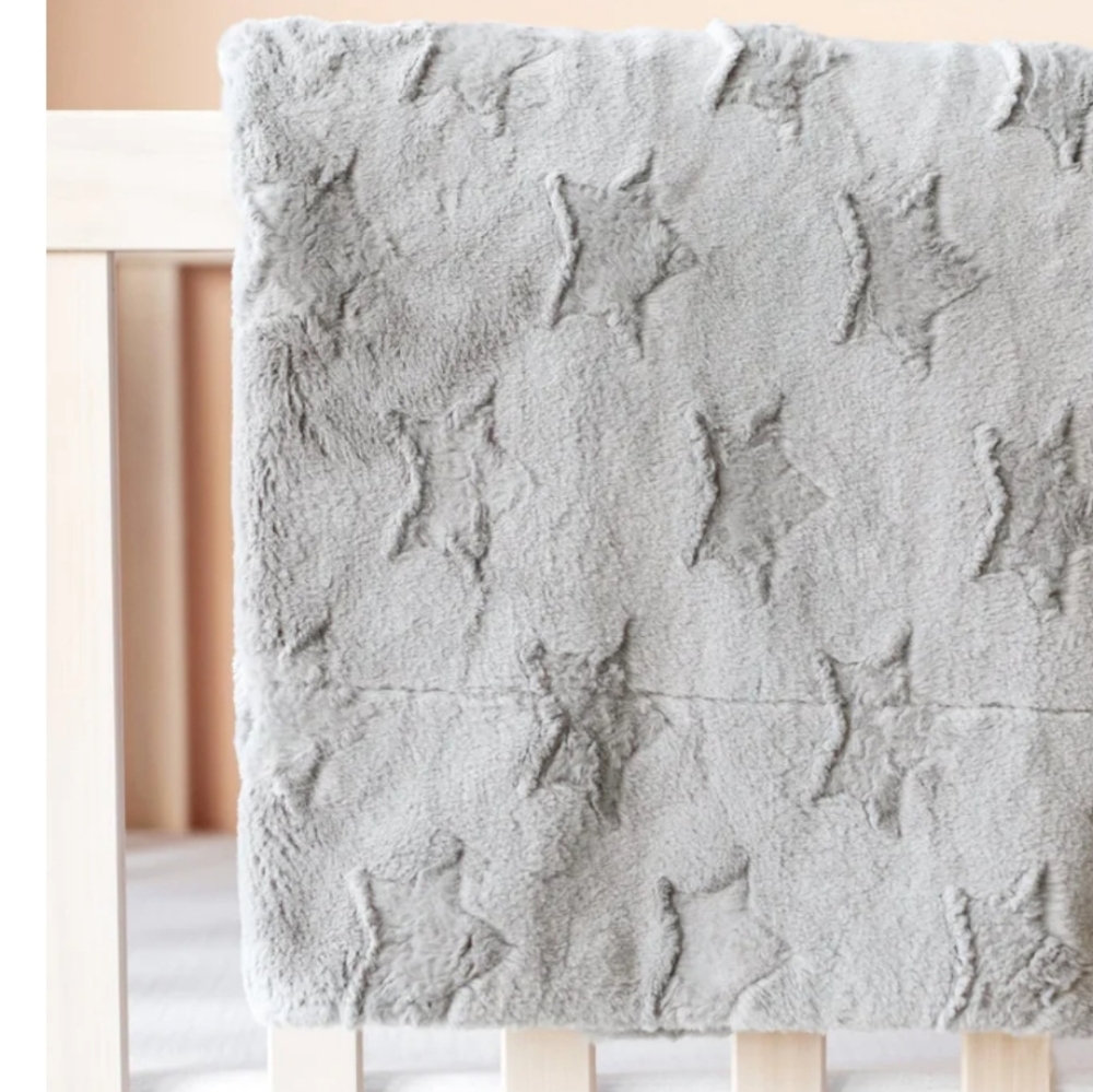 Lullaby Silver Star Minky Couture Infant Blanket